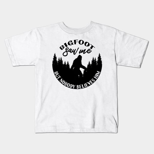 Bigfoot Silhouette Kids T-Shirt by Tesszero